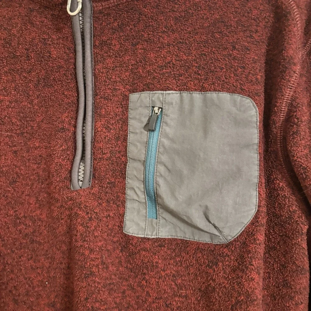 G.H.Bass Explorer Pullover 1/4 Zip ‎ Fleece Wine Heather Mens M Medium